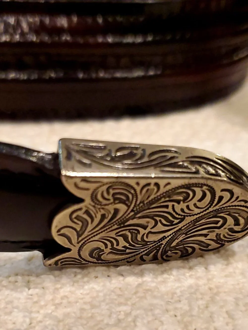 NEW Men's LUCCHESE Genuine Dark Brown Leather Custom Belt Silver Buckle Size 48